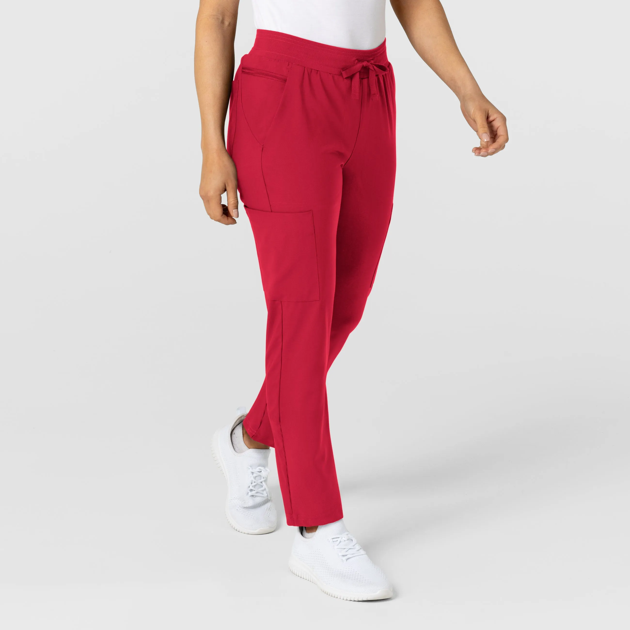 W123 Women's Flex-n-Reach Track Scrub Pant - Red