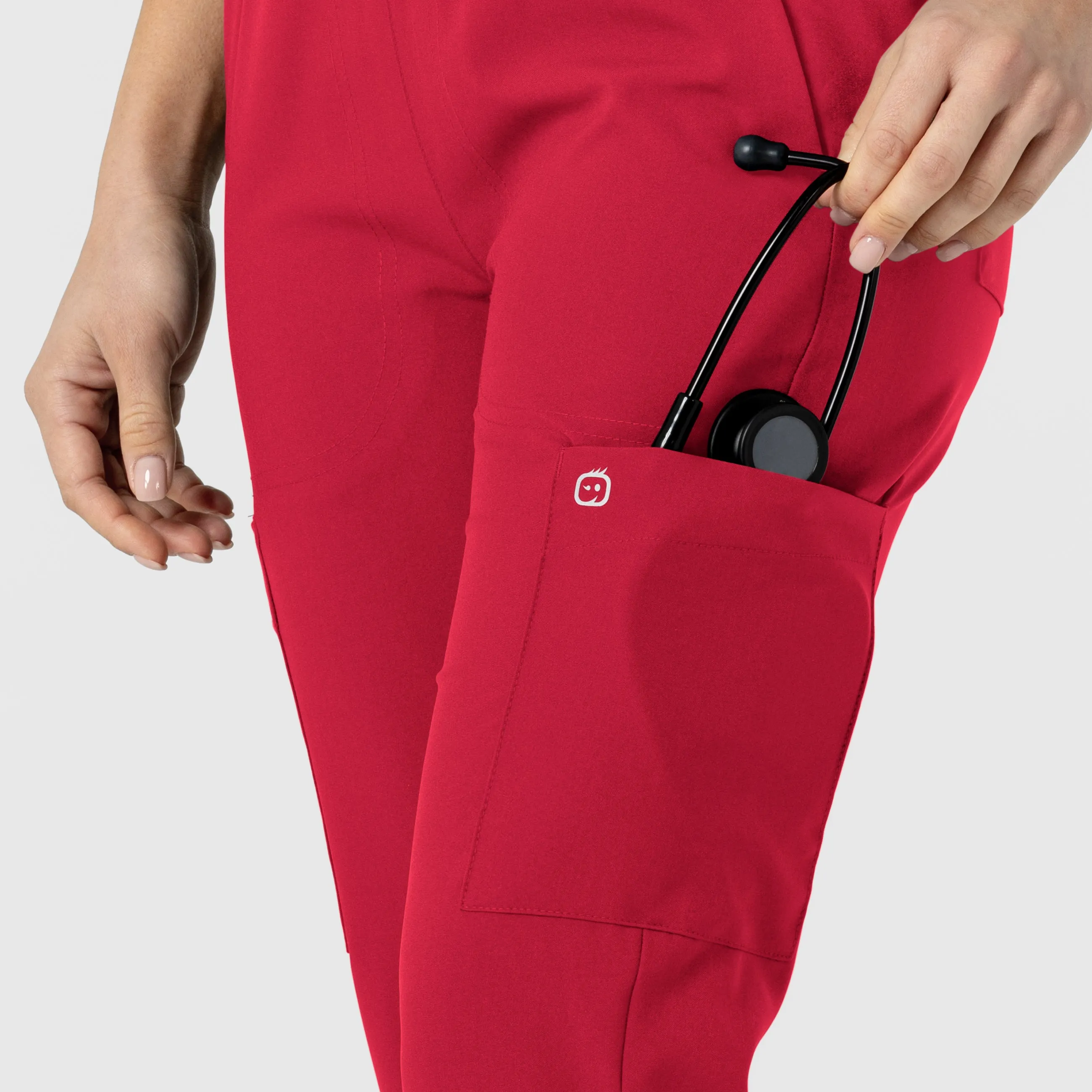 W123 Women's Flex-n-Reach Track Scrub Pant - Red