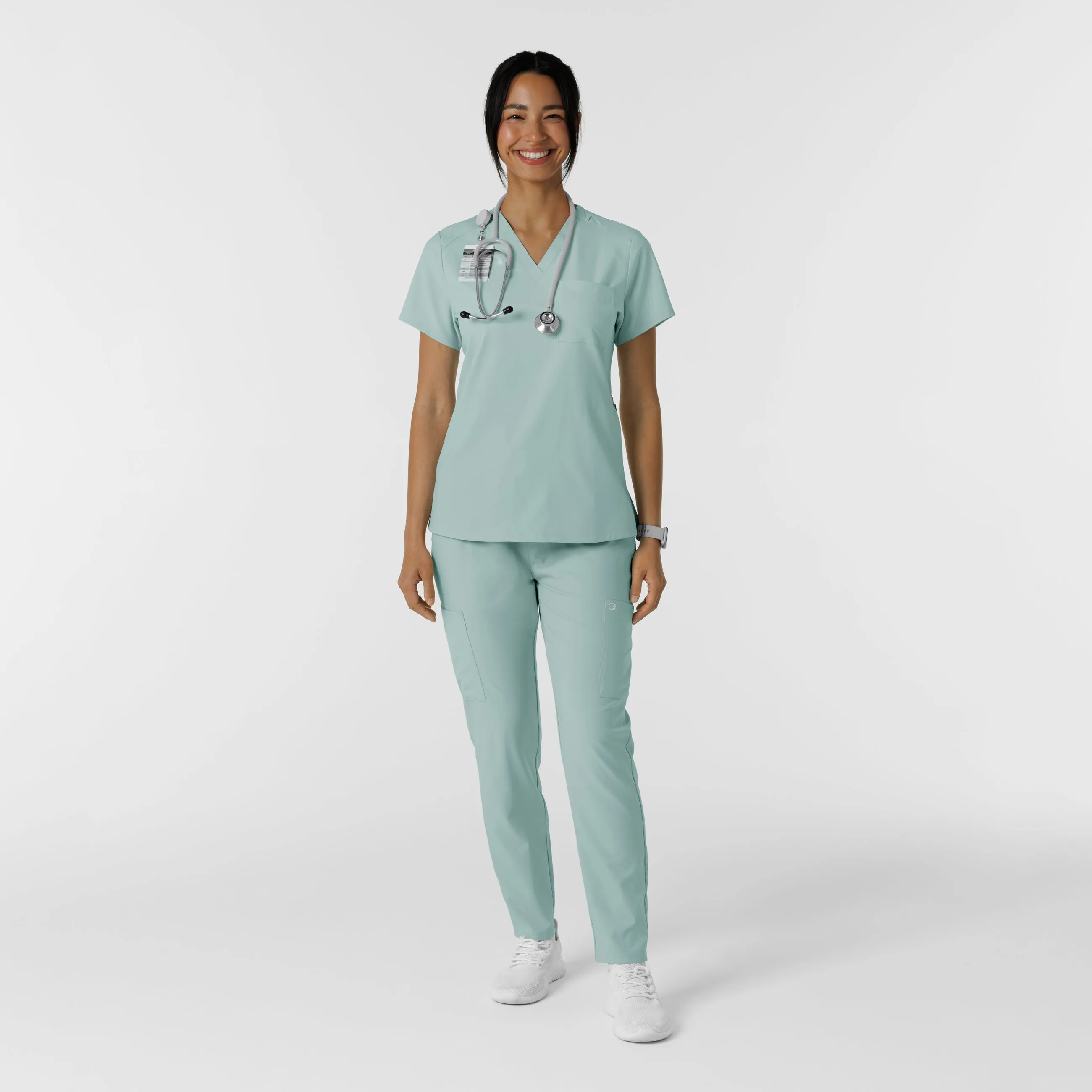W123 Women's Flex-n-Reach Track Scrub Pant - Sky Blue
