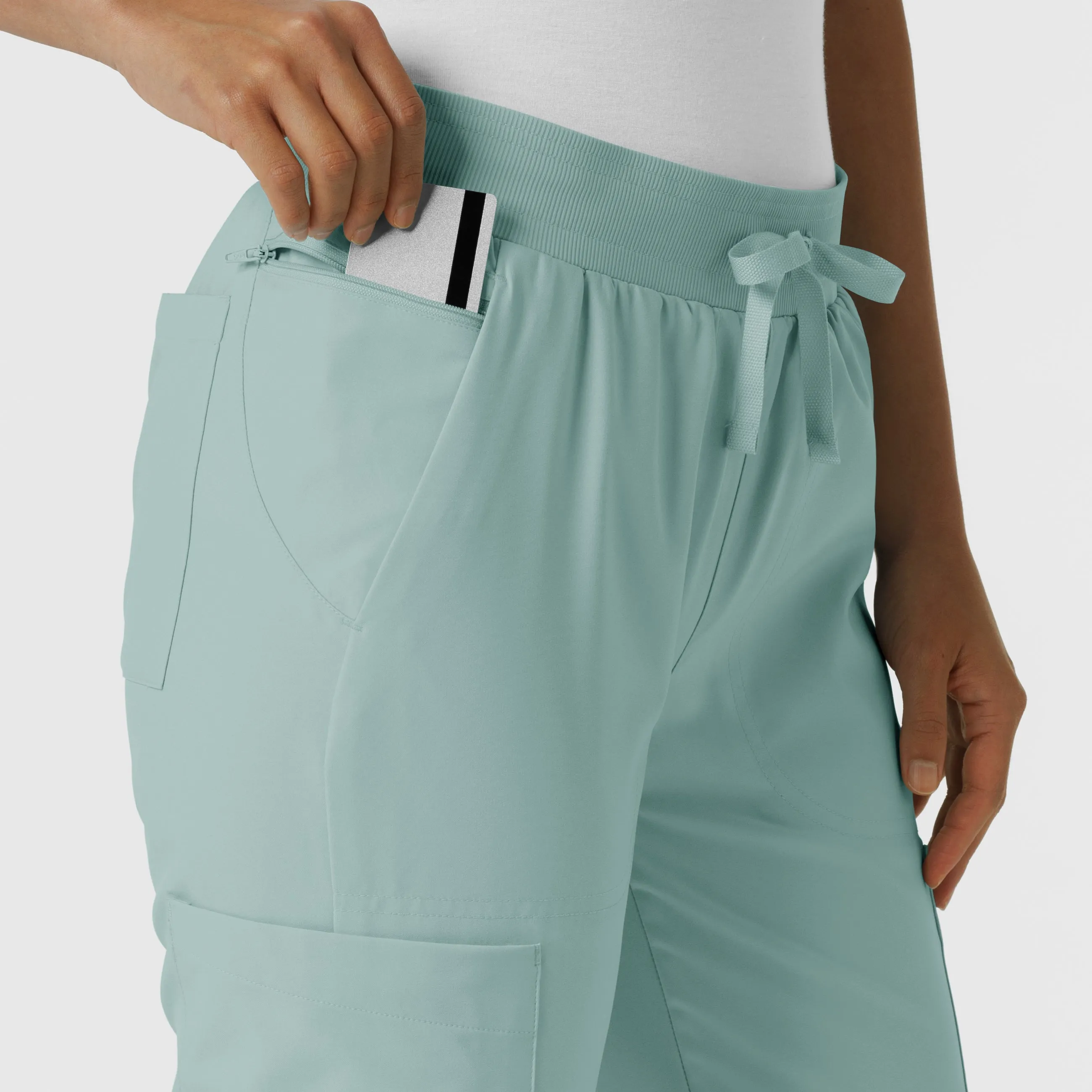 W123 Women's Flex-n-Reach Track Scrub Pant - Sky Blue