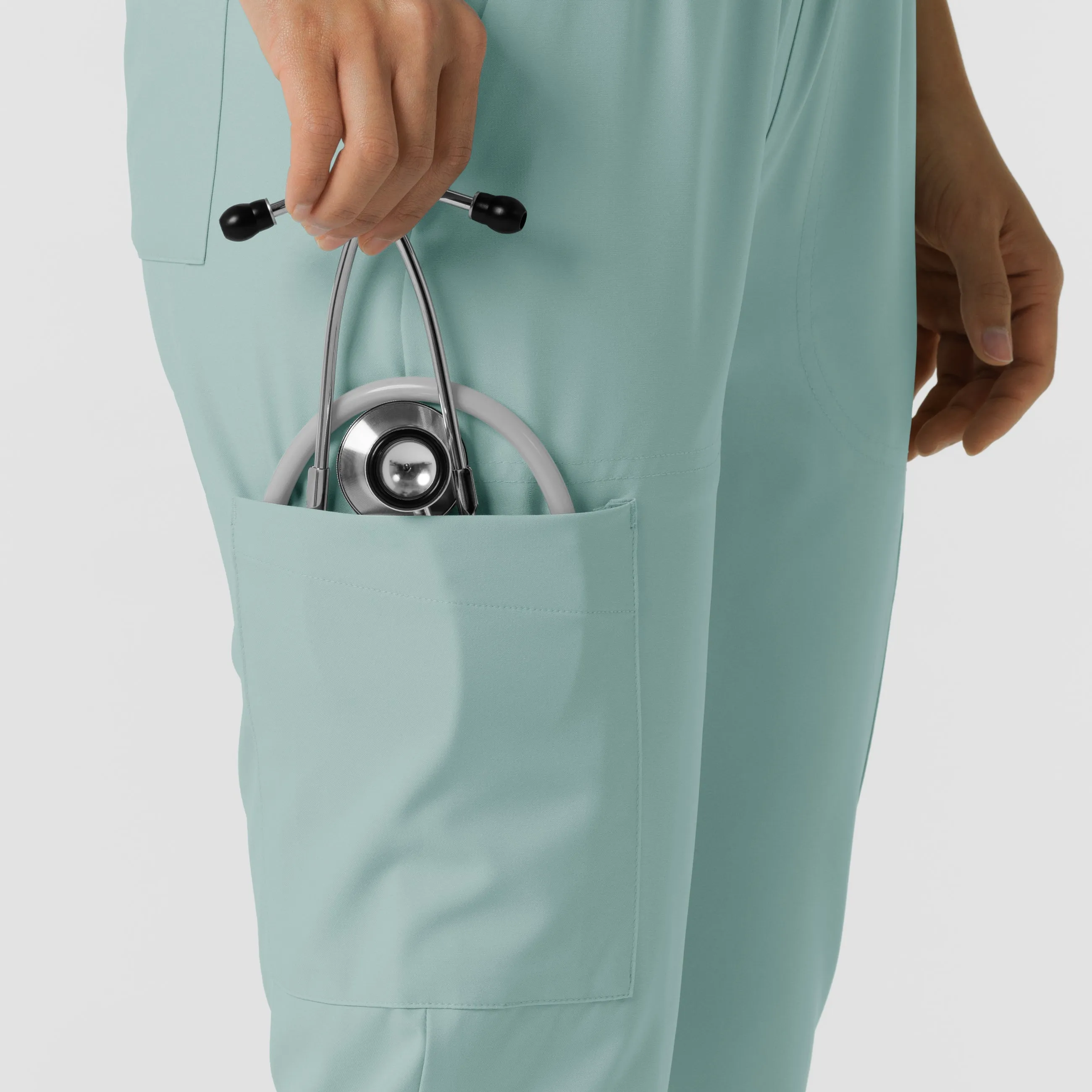 W123 Women's Flex-n-Reach Track Scrub Pant - Sky Blue