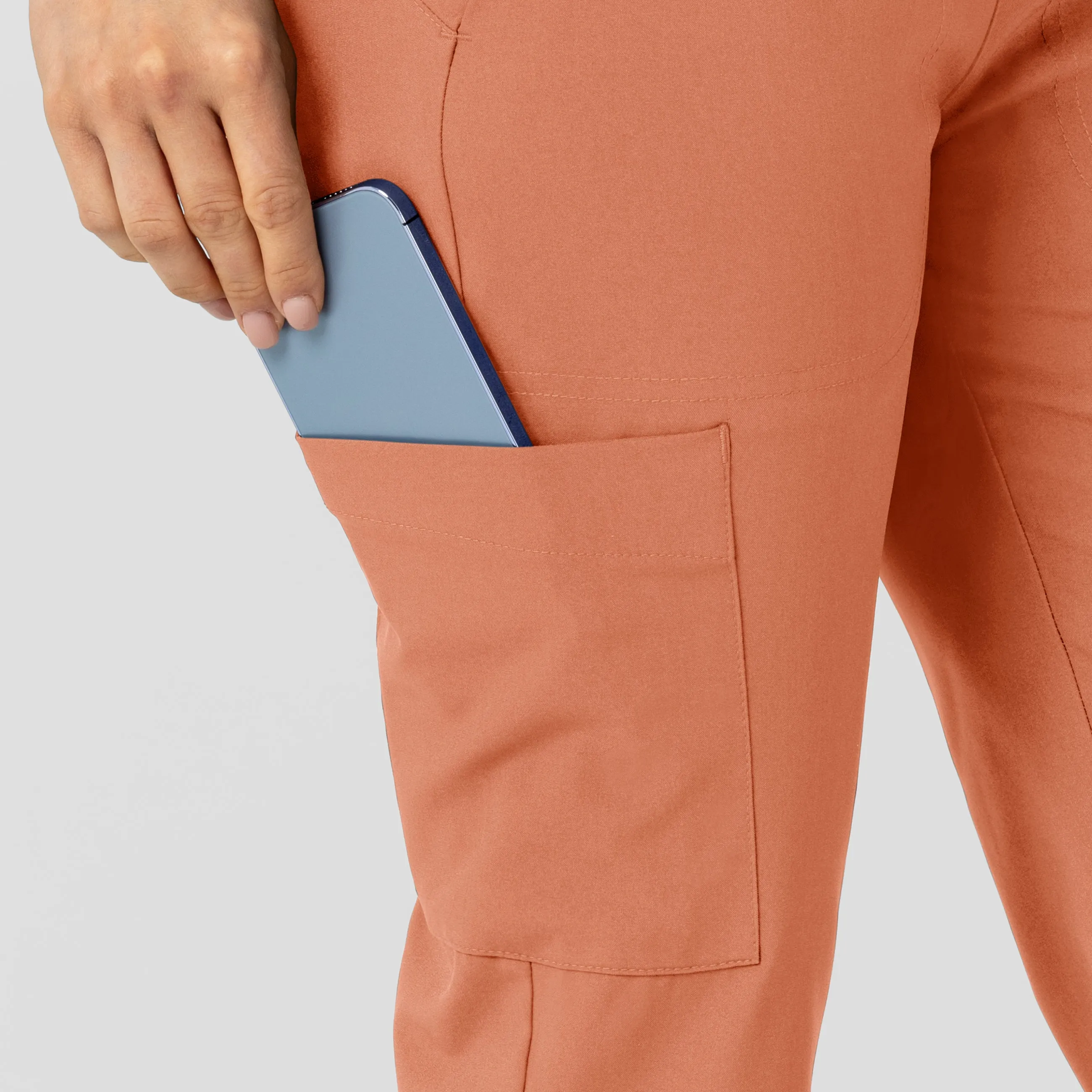 W123 Women's Flex-n-Reach Track Scrub Pant - Terracotta