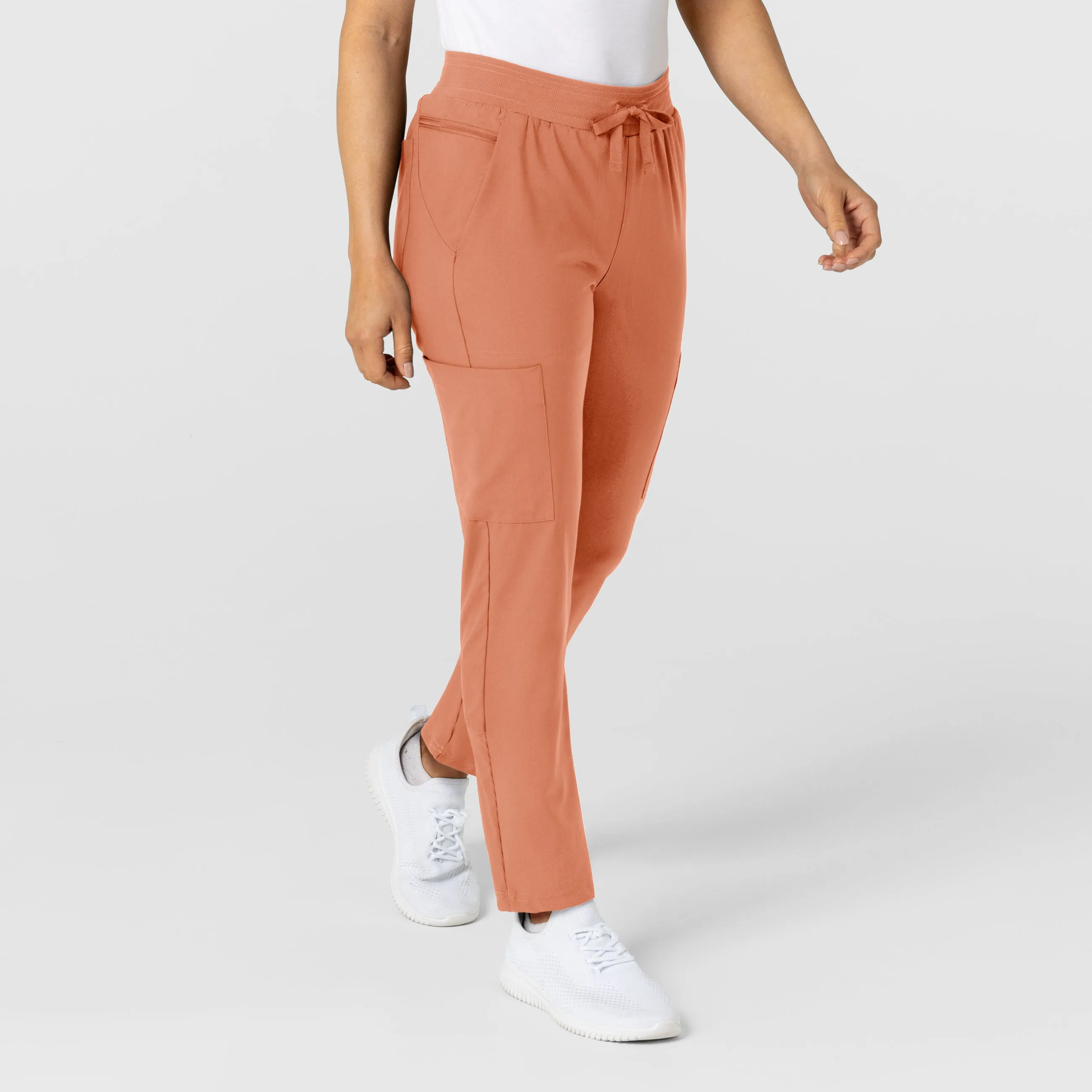 W123 Women's Flex-n-Reach Track Scrub Pant - Terracotta