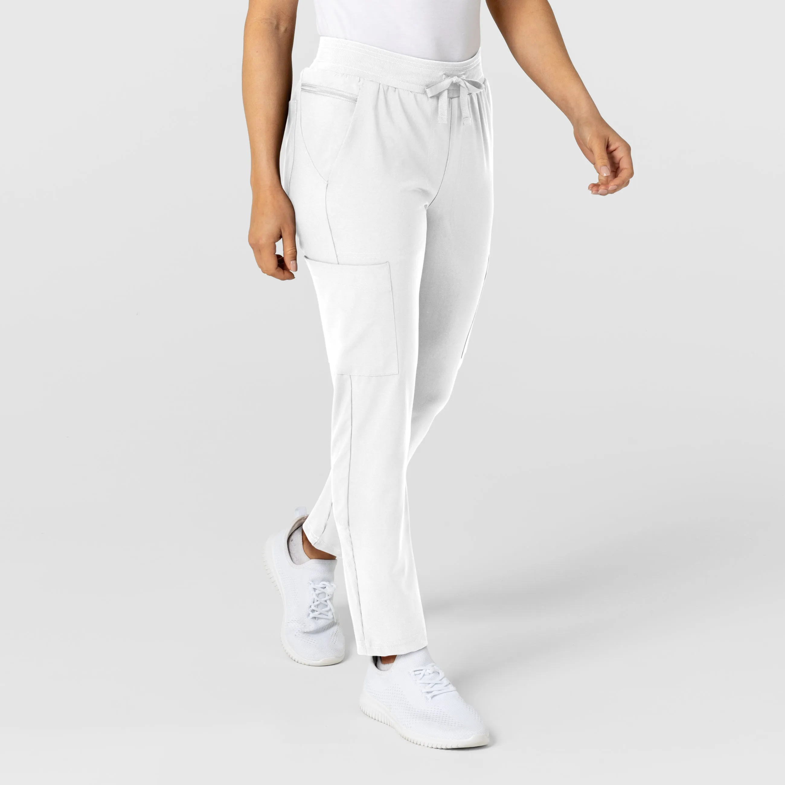 W123 Women's Flex-n-Reach Track Scrub Pant - White