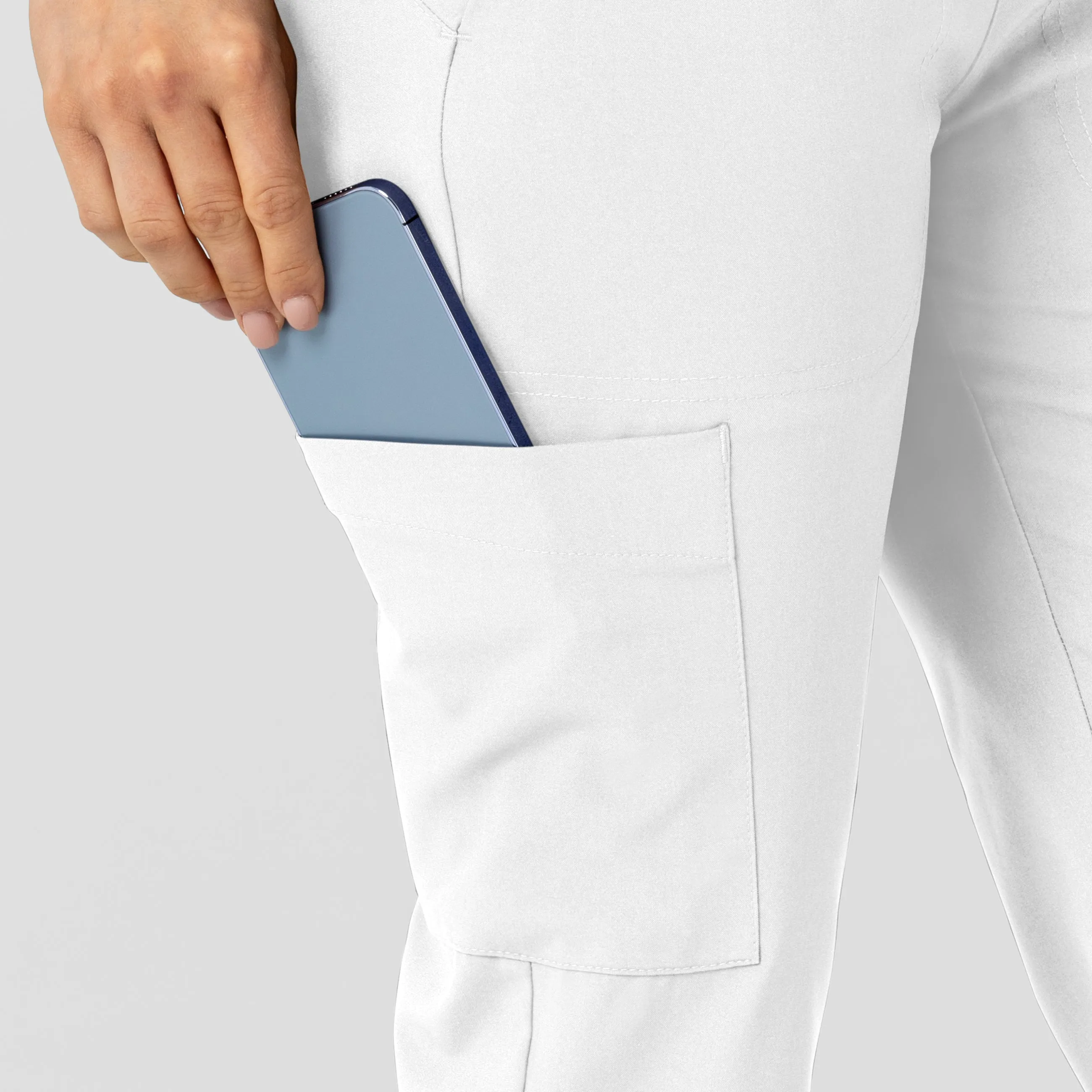 W123 Women's Flex-n-Reach Track Scrub Pant - White