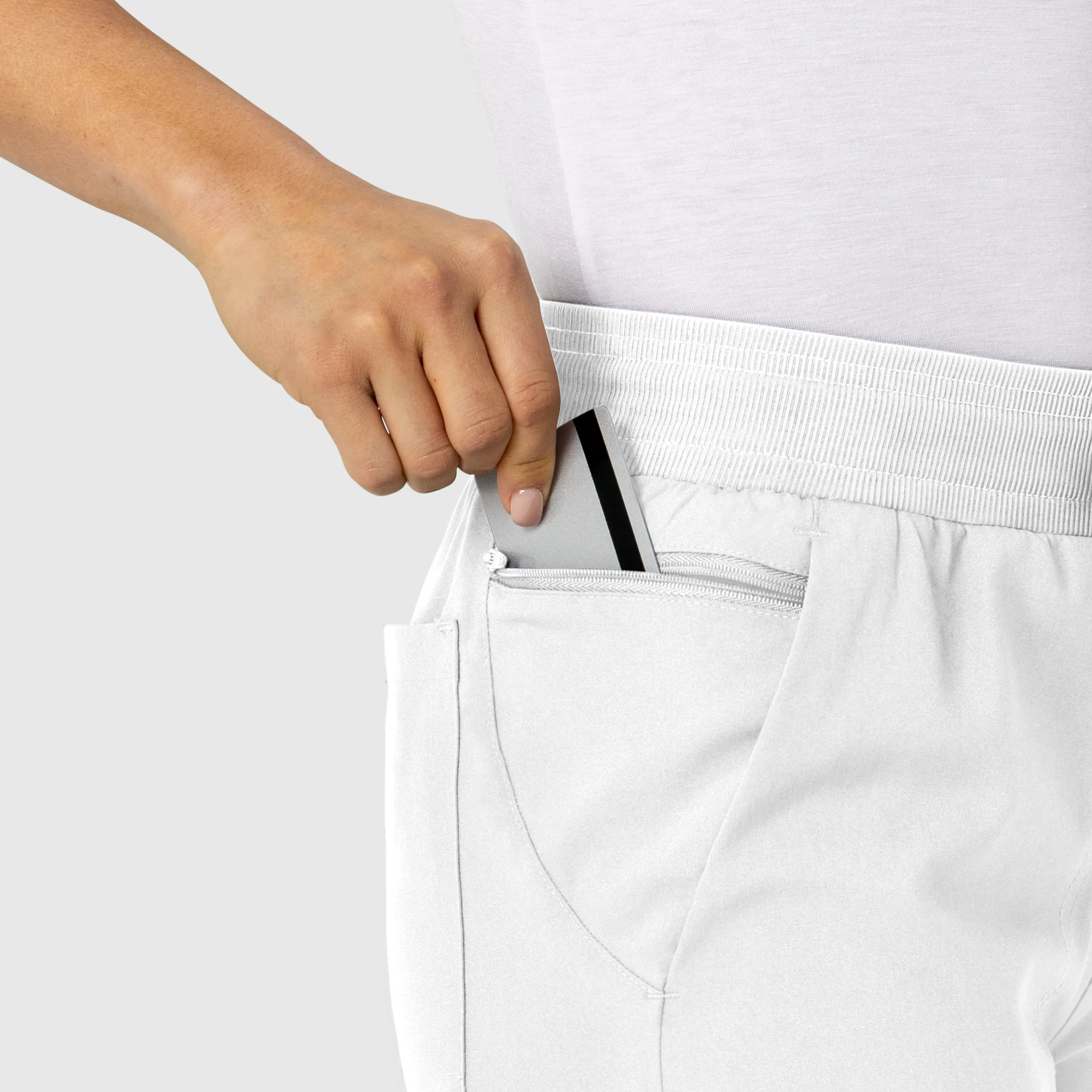 W123 Women's Flex-n-Reach Track Scrub Pant - White