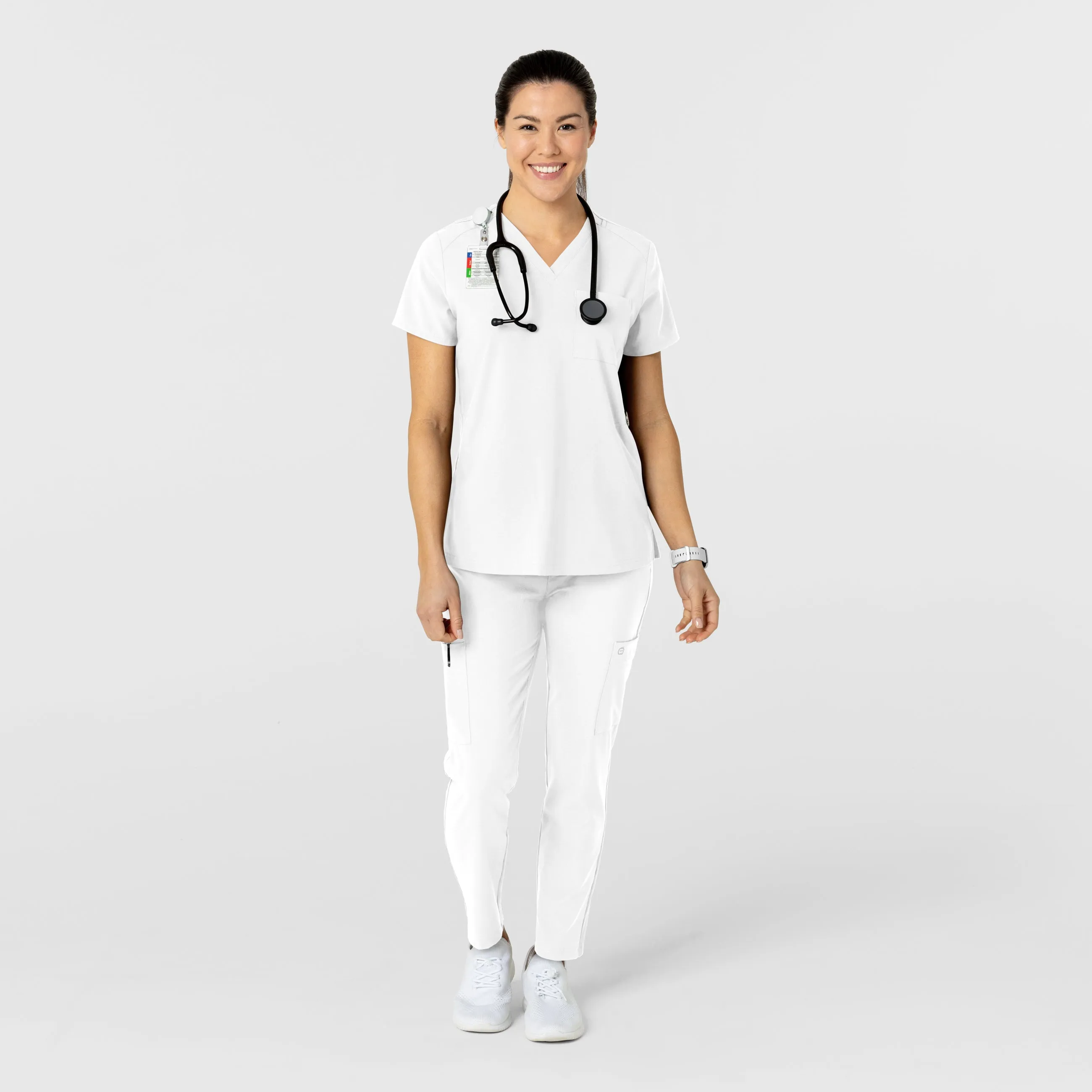 W123 Women's Flex-n-Reach Track Scrub Pant - White