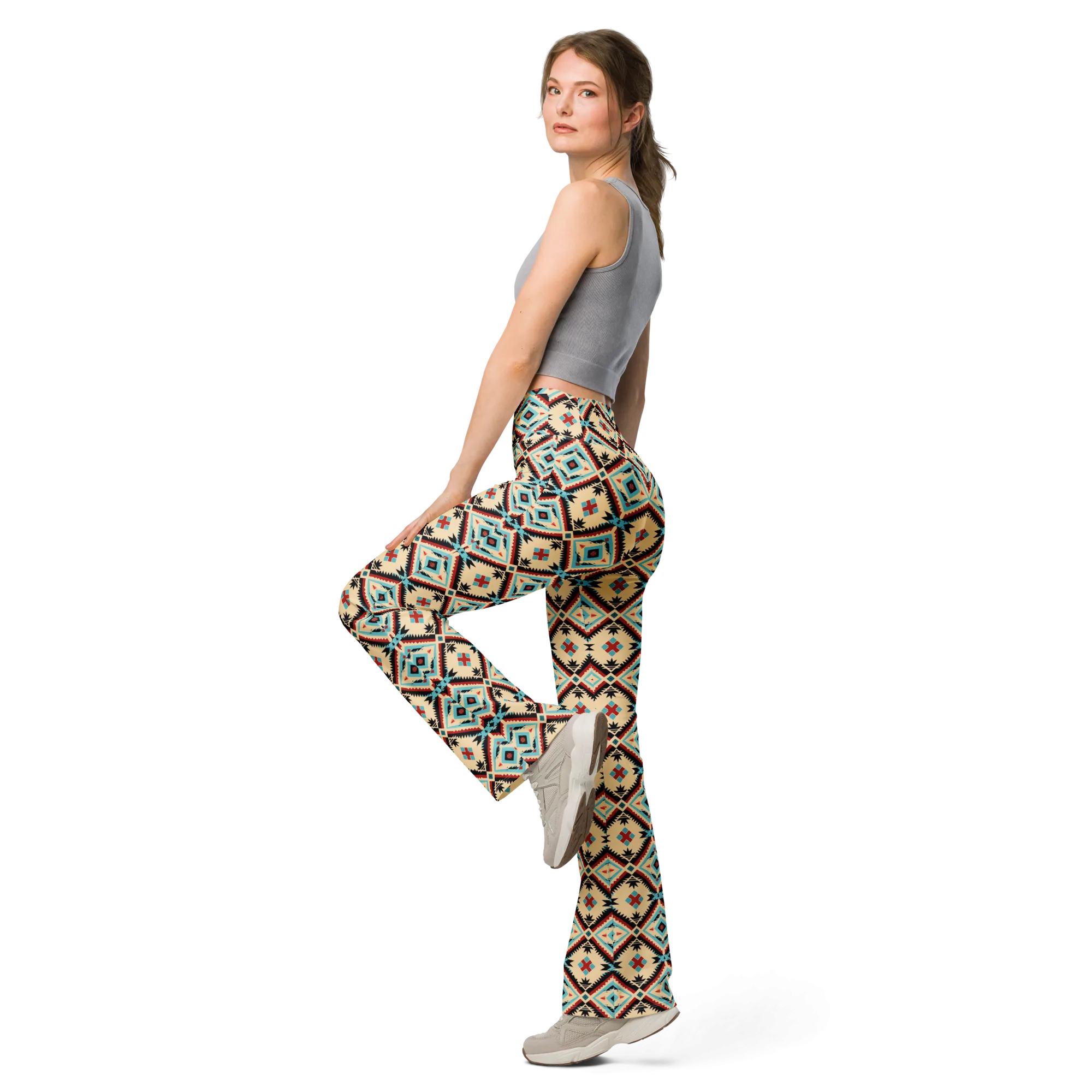 Water Tribal Pattern Flare Leggings