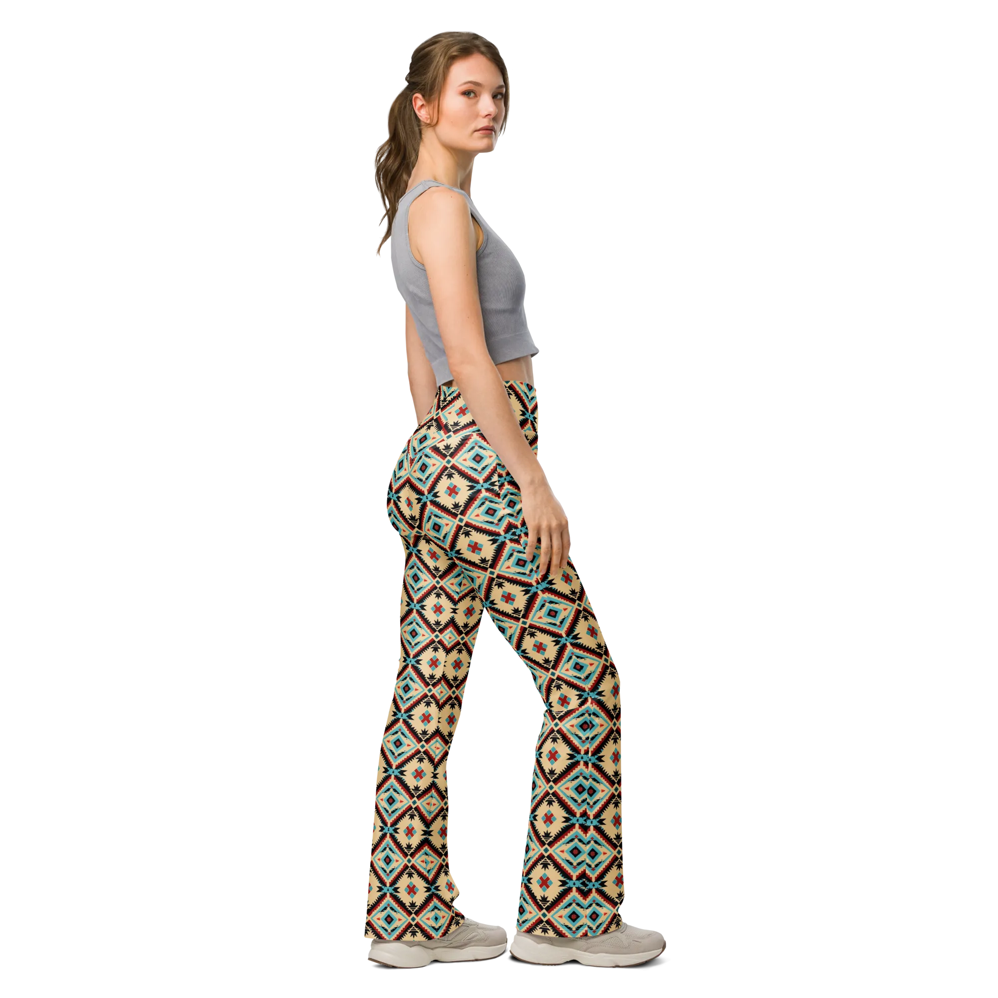 Water Tribal Pattern Flare Leggings