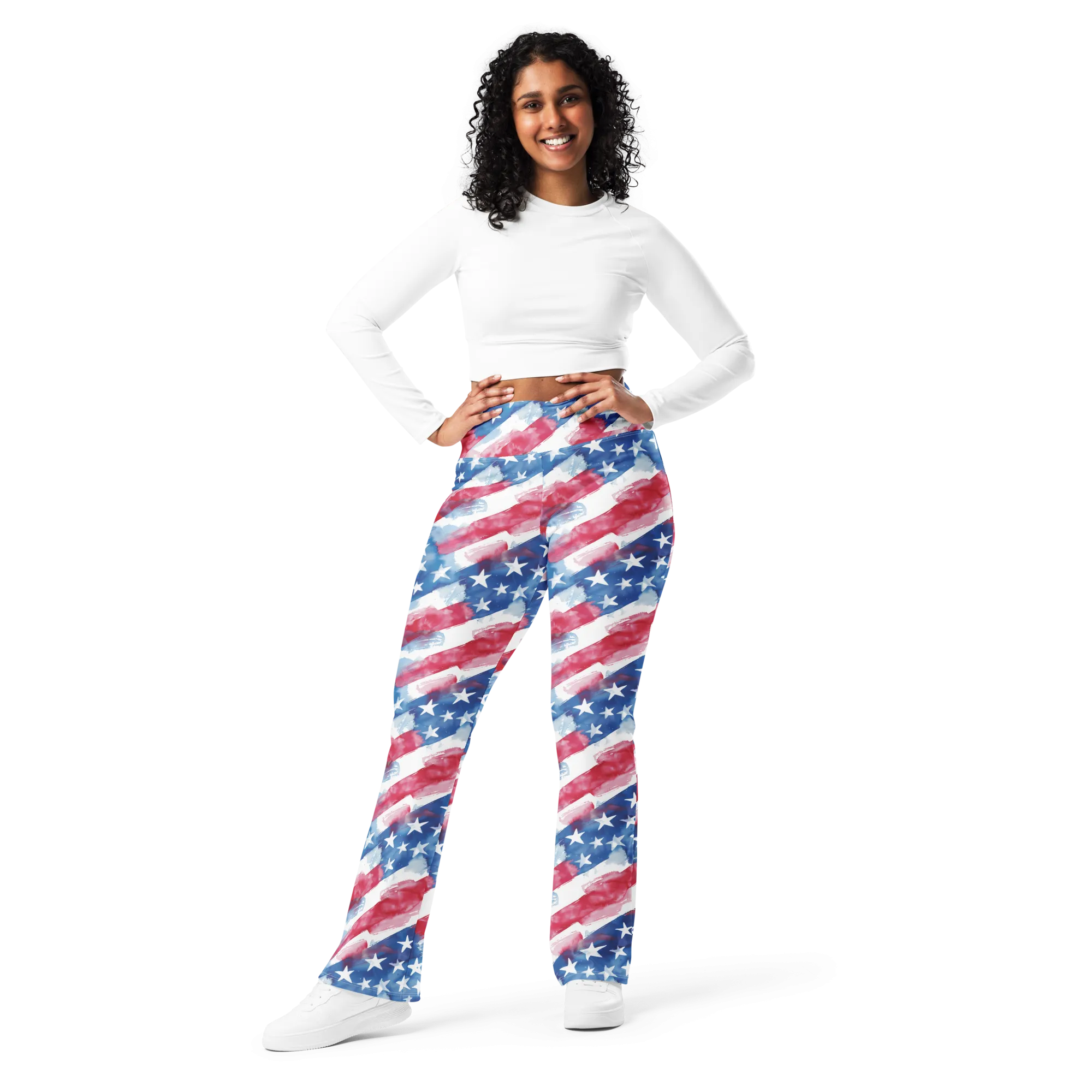 Watercolor Patriot Flare Leggings