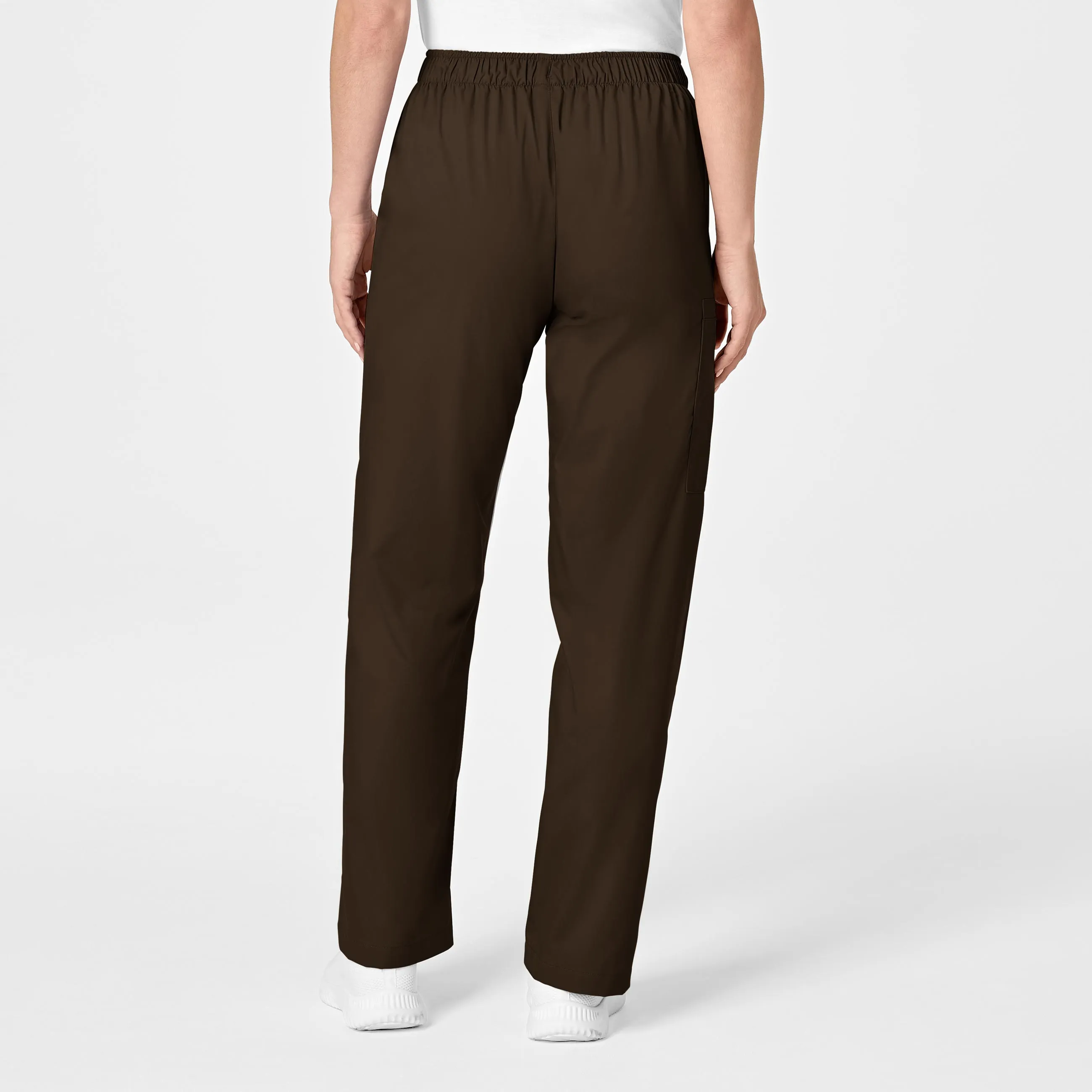 WonderWORK Women's Pull-On Cargo Scrub Pant - Chocolate