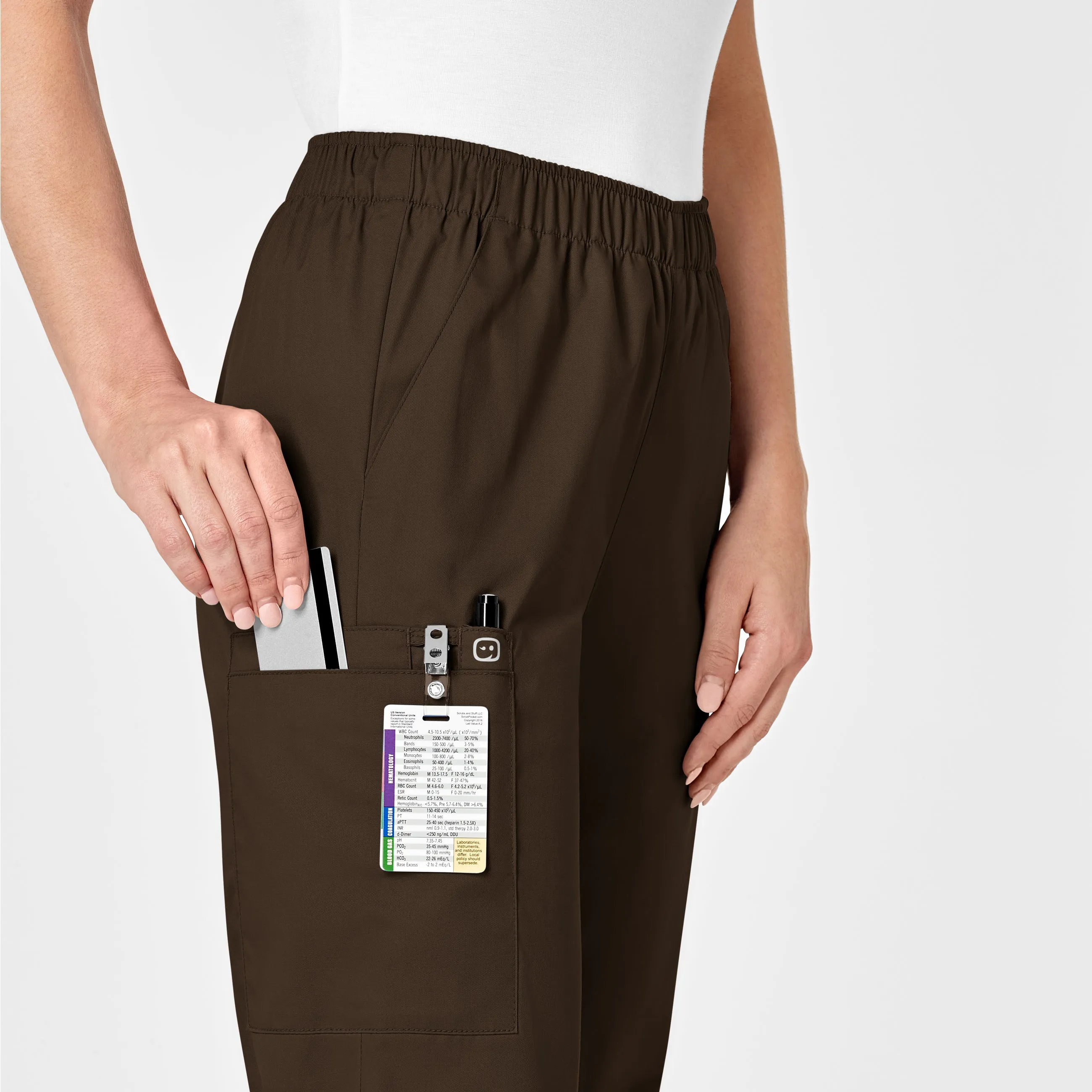 WonderWORK Women's Pull-On Cargo Scrub Pant - Chocolate