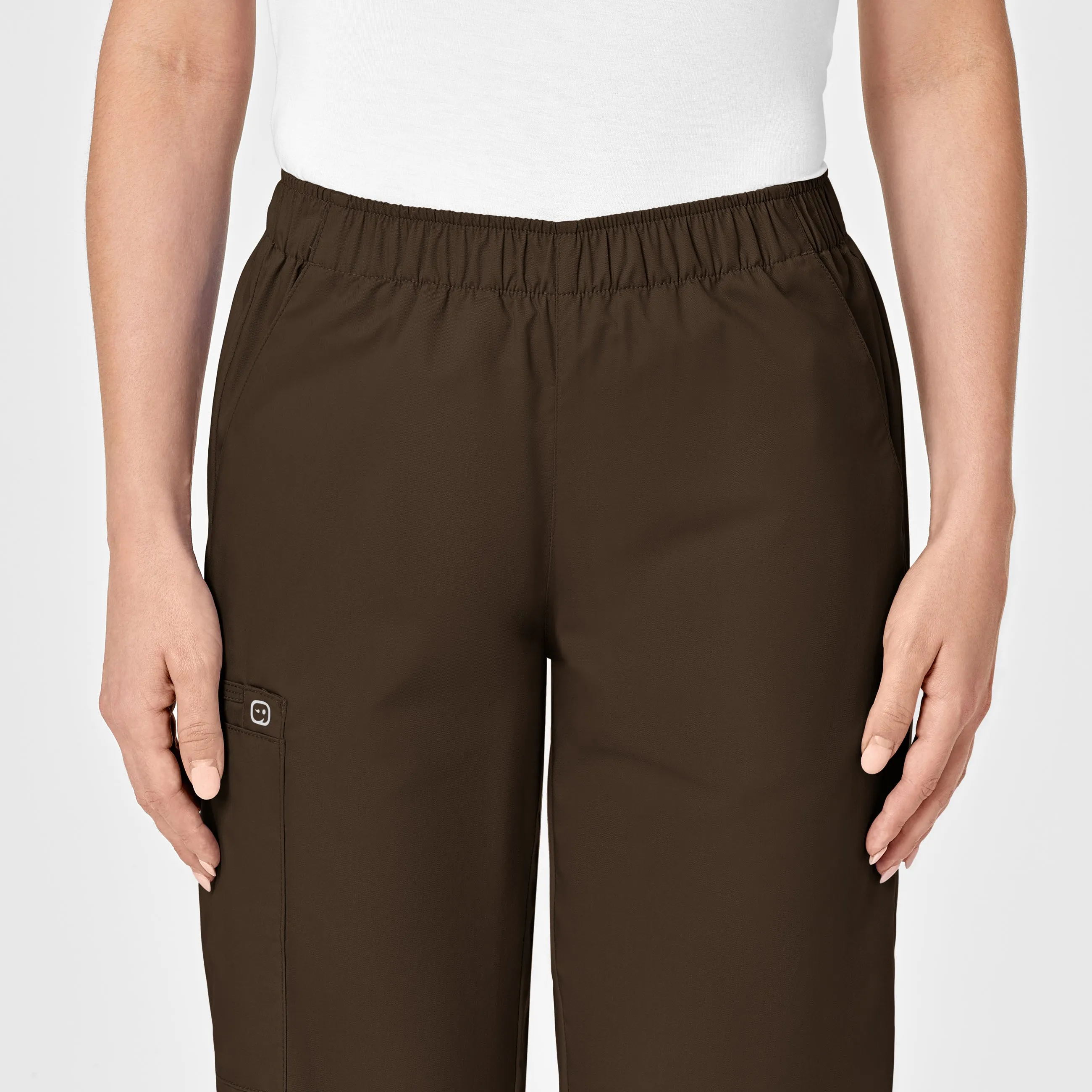 WonderWORK Women's Pull-On Cargo Scrub Pant - Chocolate