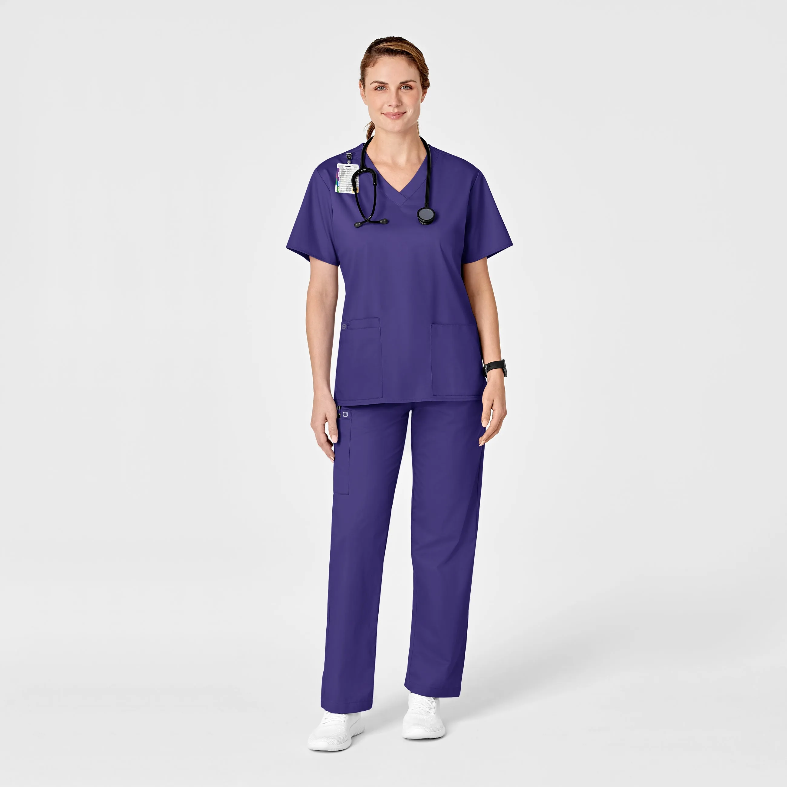 WonderWORK Women's Pull-On Cargo Scrub Pant - Grape