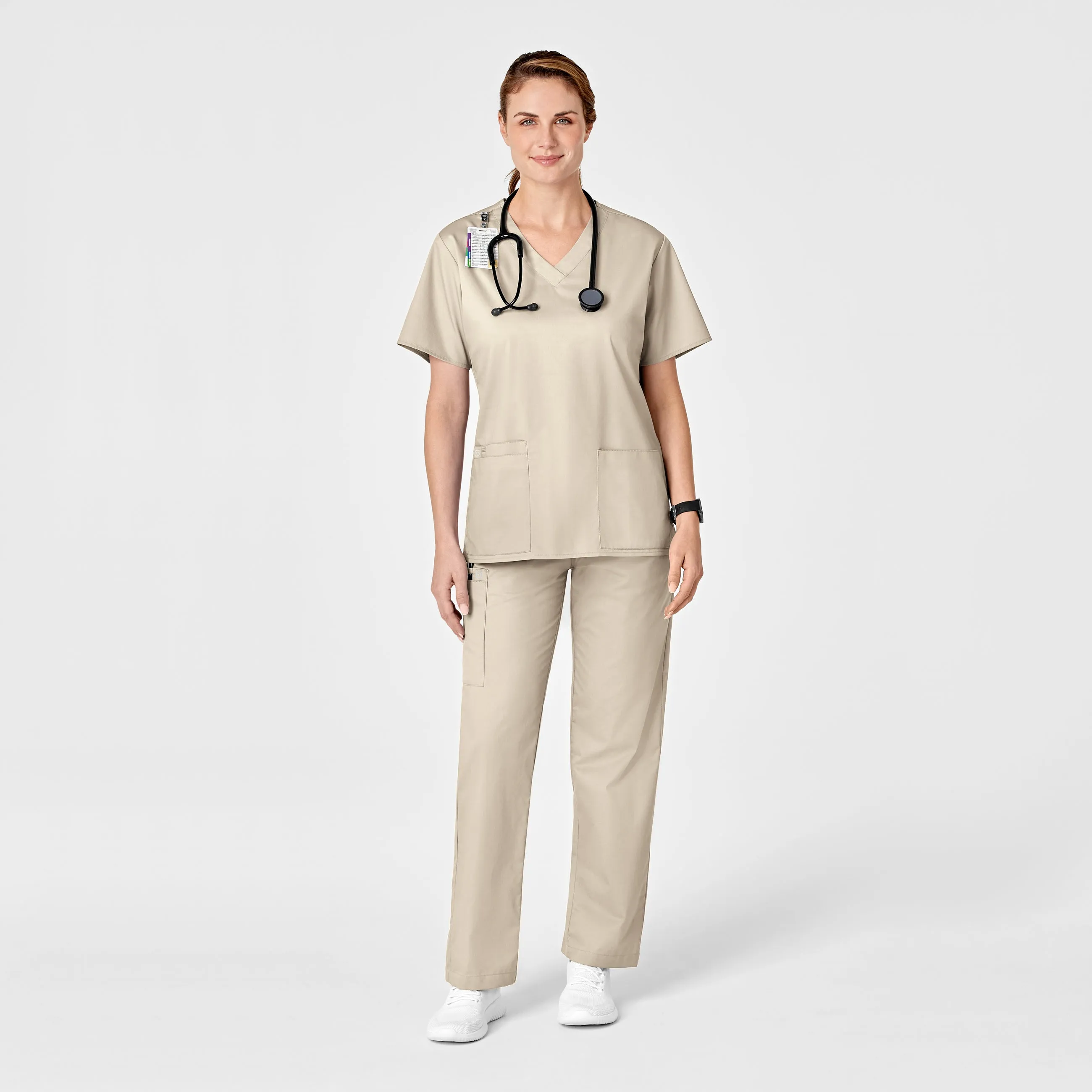WonderWORK Women's Pull-On Cargo Scrub Pant - Khaki