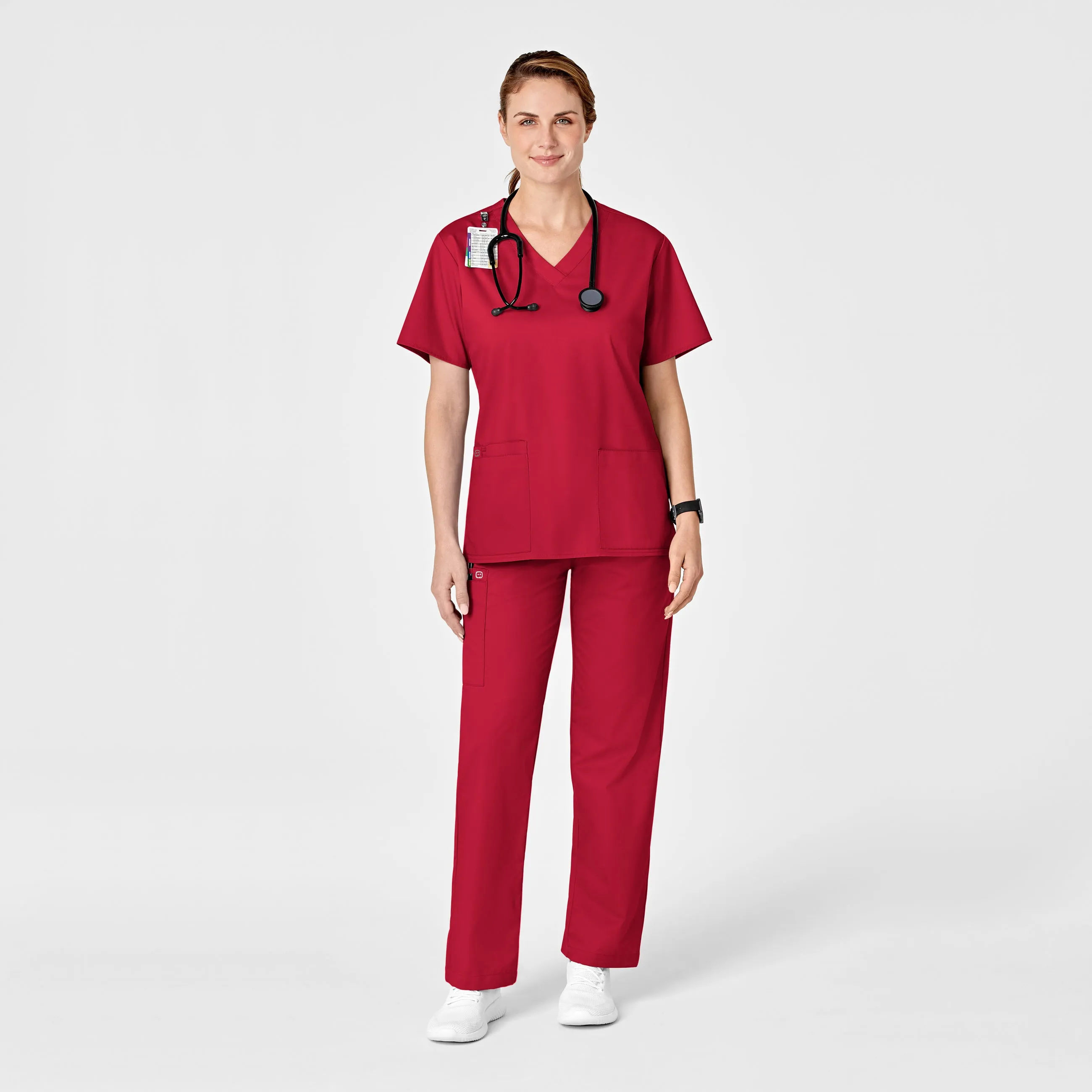 WonderWORK Women's Pull-On Cargo Scrub Pant - Red