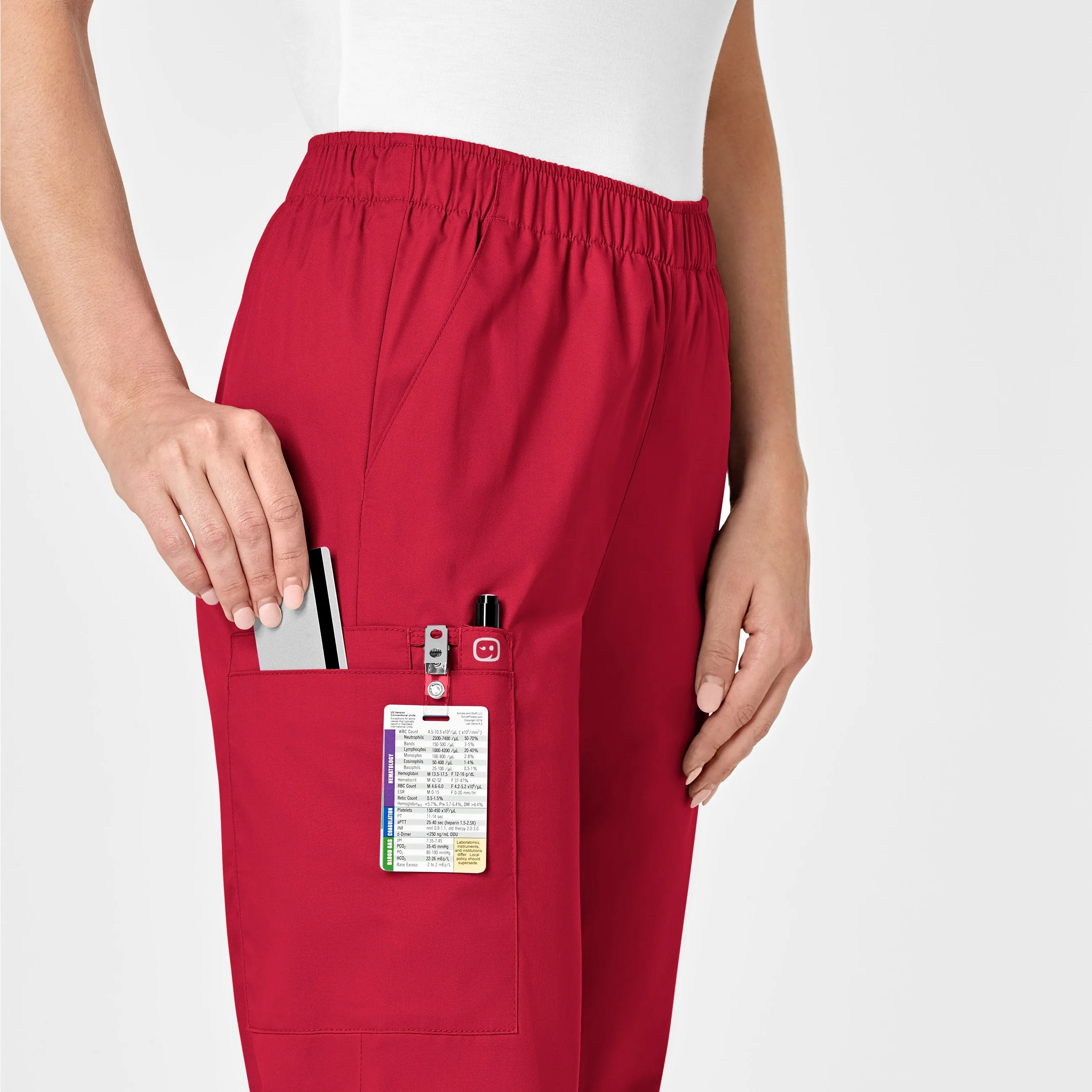 WonderWORK Women's Pull-On Cargo Scrub Pant - Red